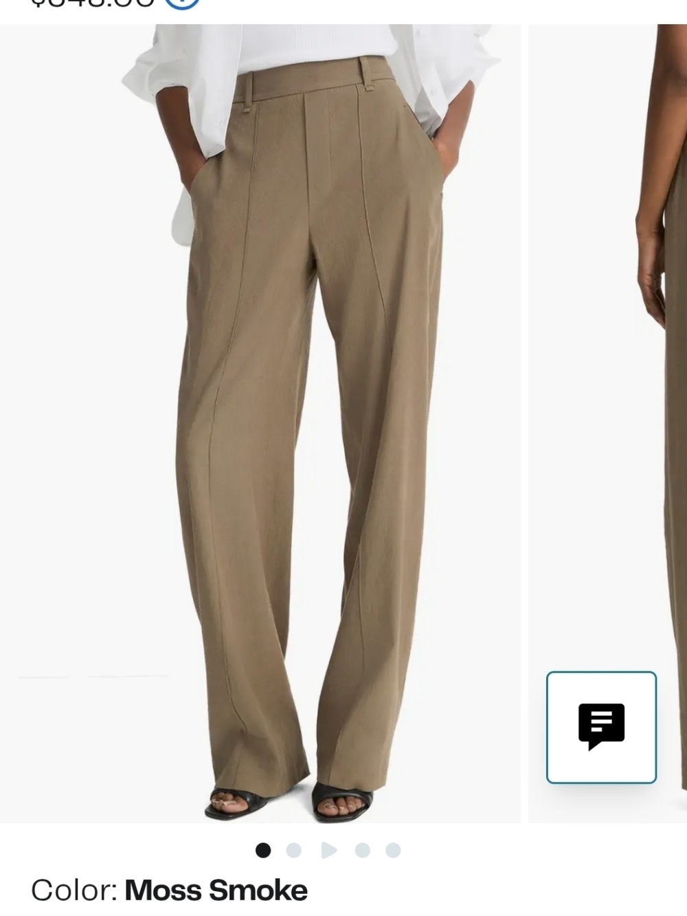 Women's Vince Brand Joan High Riae Wide Leg Linen Blend Pants, Olive Smoke, S